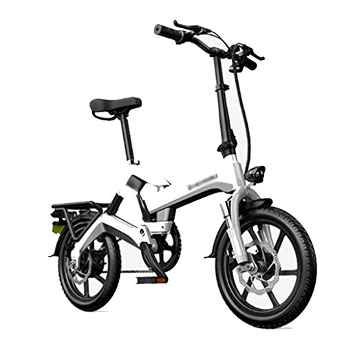 Electric Bike : LOMJK Adult Folding Electric Bicycle, City Commuter Folding Electric Bicycle, Variable Speed Electric Bicycle With LCD Display, 400W / 48v Rechargeable Lithium Battery (Color : White)