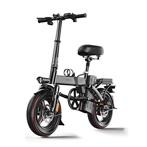 Electric Bike : LOMJK Adult Folding Electric Bicycle Magnesium Alloy Bicycle Rider With 48V 45Ah Lithium Ion Battery, 14-inch Tires And LCD Screen (Size : 220 kilometers)