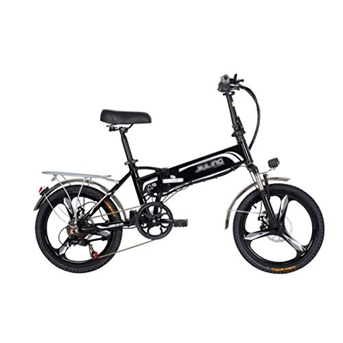 Electric Bike : LOMJK Adult Folding Electric Bicycle, Men's Mountain Bike, 20-inch Electric Bicycle / Commuter Electric Bicycle With 350W Motor, 48V Adult Moped Electric Bicycle (Color : Black)