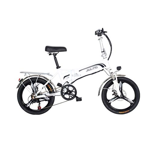 Electric Bike : LOMJK Adult Folding Electric Bicycle, Men's Mountain Bike, 20-inch Electric Bicycle / Commuter Electric Bicycle With 350W Motor, 48V Adult Moped Electric Bicycle (Color : White)