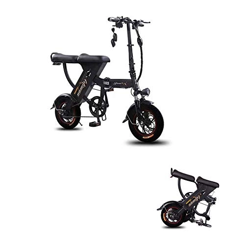 Electric Bike : LONGLONGJINGXIAO Electric bicycle for men and women, foldable, lithium battery, double, long standby time ( Color : Black , Size : 95 km )