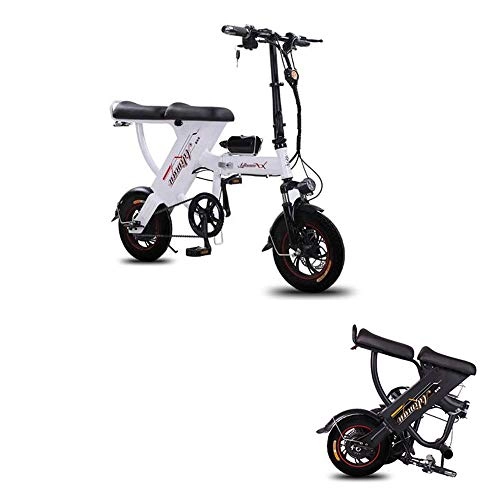 Electric Bike : LONGLONGJINGXIAO Electric bicycle for men and women, foldable, lithium battery, double, long standby time ( Color : White , Size : 150 km )