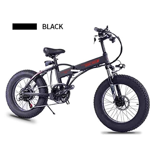 Electric Bike : LOO LA 20'' Electric Mountain Bike Fat Tire E-Bike With foldable frame, Double Disc Brakes Adults Smart LCD Meter, 48v 10ah 350w Lithium Battery, 7 Speeds