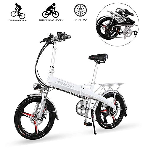 Electric Bike : LOO LA Electric Bikes for Adult 20" Foldable 400w 48v 10ah lithium battery Electric Bikes Adjustable Lightweight Magnesium Alloy Frame, Rechargeable mobile phone holder