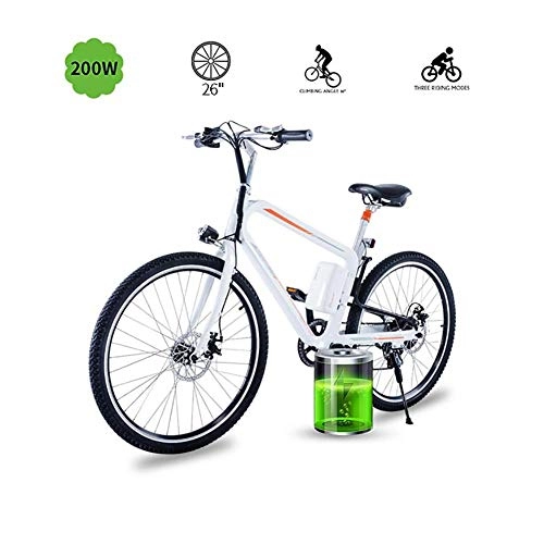 Electric Bike : LOO LA Electric Bikes for Adult, Magnesium Alloy Ebikes Bicycles All Terrain, 26" Removable Lithium-Ion Battery Mountain Ebike for Mens, Double disc brakes front and rear, White