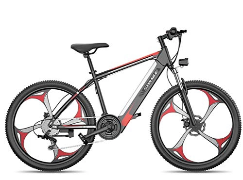 Electric Bike : LOO LA Electric mountain bike, 26-inch hybrid bicycle / (38V10Ah) MICRO SWITCH 27 speed power system Front and rear dual disc brakes, Three Working Modes, Red
