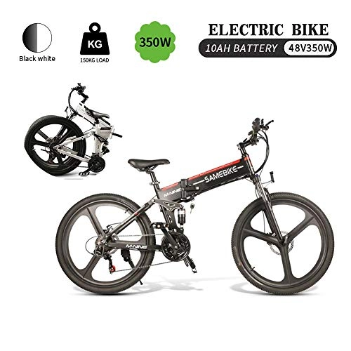 Electric Bike : LOO LA Electric Mountain Bike With LCD meter, 350w 48v 10.4ah High-Efficiency Lithium Battery-Range Of Mileage 40-70km 26" 21 speed Electric Bicycle, Front and rear disc brakes, White