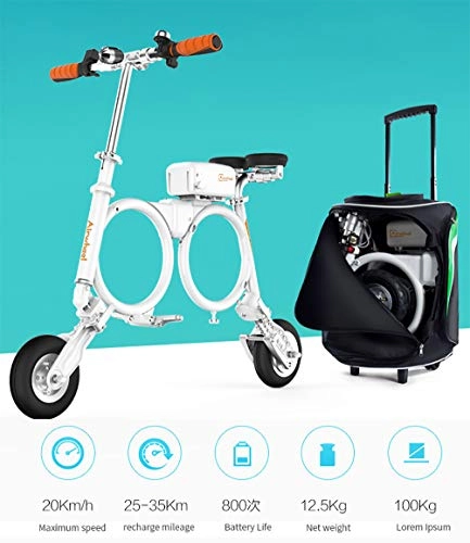 Electric Bike : LOO LA Folding Electric Bike for Adults E-bike 250W Motor 20-25KM Range Max Speed 20km / h 8 Inch Tires Dual-disc Brakes for Adults & Teenagers & Commuters Compete