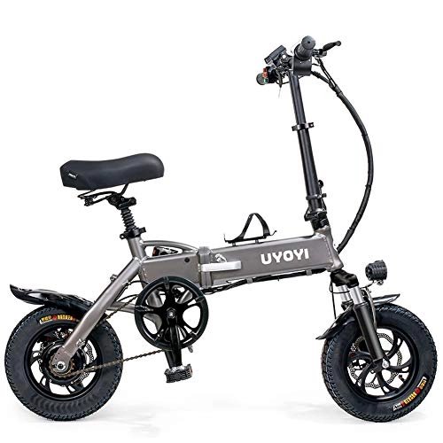 Electric Bike : LOVE-HOME Folding Electric Bike Bicycle, Lightweight Mini Scooter E-Bike with Lithium Battery 250W / 48V for Adults Teenagers Commuters, 12Inch Gray