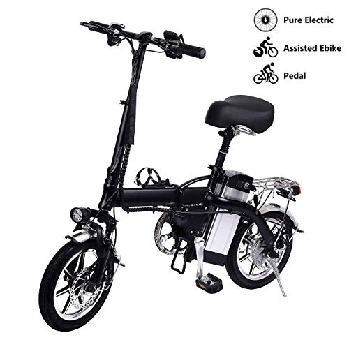 Electric Bike : LP-LLL Electric Scooters - Lamtwheel Folding City Electric Bicycle Bike, Ebike Electric Bicycle with 350W Brushless Motor and 48V 10Ah Lithium Battery, Three Modes up to 35 km / h