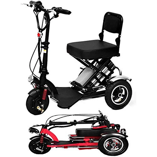 Electric Bike : LPsweet Electric Tricycle, Lightweight And Aluminum Alloy Frame Folding Mini Bicycle for The Elderly To Help Disabled Walking And Portable Outdoors Adventure, Black