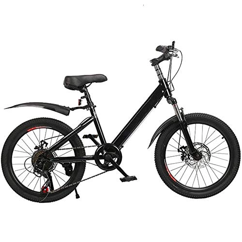 Electric Bike : LPsweet Folding Bike, Aluminum Alloy Frame Non-Slip Explosion Proof Variable-Speed Mountain Bike, Double Disc Brake, Light Children's Bicycle, Black, 22inches