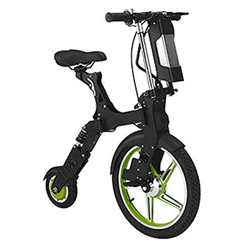 Electric Bike : LPsweet Folding Electric Bicycle, Two-Wheeled Small Electric Car Lithium Battery Aluminum Alloy Frame Adult Mini Battery Car for Men And Women, Green