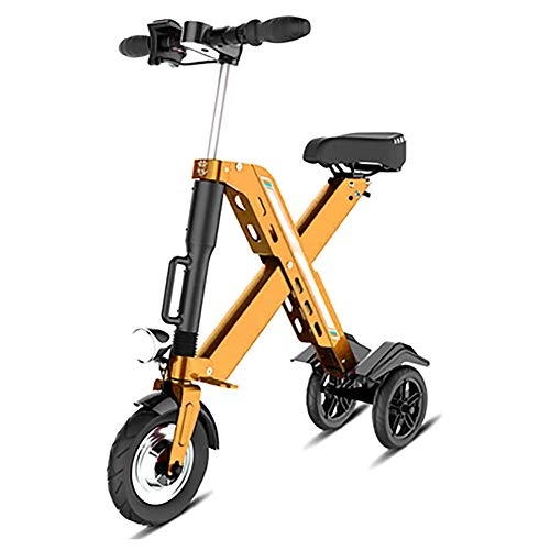 Electric Bike : LPsweet Folding Electric Bike, Adult Mini Folding Electric Car Bike Aluminum Alloy Frame Lithium Battery Bike Outdoors Adventure for Adult, Yellow