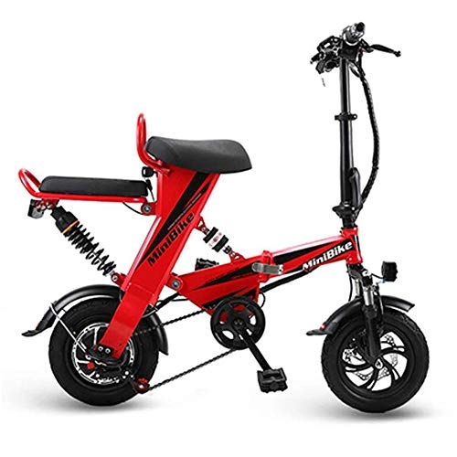 Electric Bike : LPsweet Folding Electric Bike, Maximum Speed 30 KM / H with 12 Inch Wheels Portable Mini And Small Folding Lithium Battery for Men And Women, Red