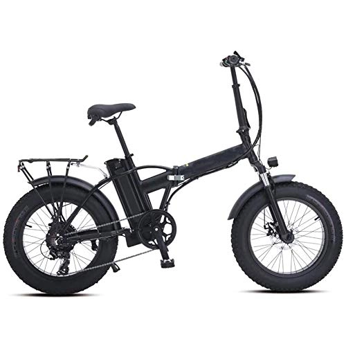 Electric Bike : LQH Electric snow bike 500W 20 inch folding mountain bike, with a disc brake and a lithium battery 48V 15AH (Color : Black) (Color : White)