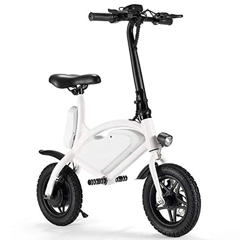Electric Bike : LQH Folding electric bicycle portable mini sized lithium battery moped urban travel use with LCD display (Color : White)