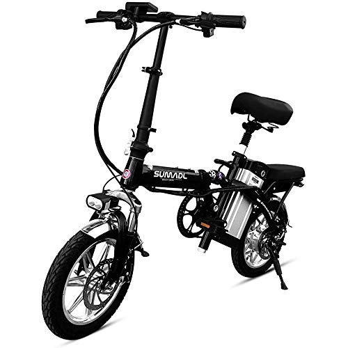 Electric Bike : LQRYJDZ 14" Electric Bike, Folding EBike, with Removable Large Capacity Lithium-Ion Battery (48V 400W) with Pedal for Adults and Teens (Color : 60KM)