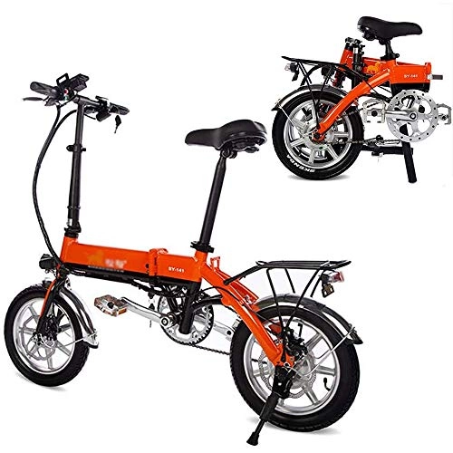 Electric Bike : LQRYJDZ 14'' Folding Electric Bike with Lithium-Ion Battery (36V 5AH), Three Working Modes, Lightweight Moped Motor Bicycle