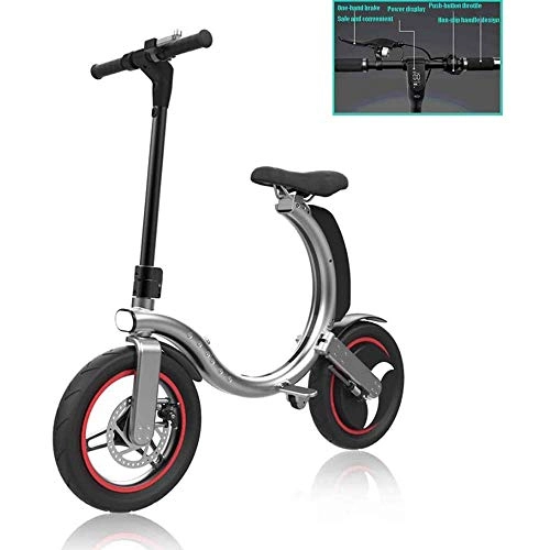 Electric Bike : LQRYJDZ Bear Ebike 14'' Electric Bicycle Folding 36V 7.8AH Lithium Battery 300W for e-Bike with Electronic Brake Adults Electric Bikes (Color : Silver)