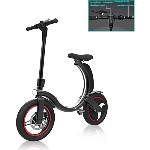 Electric Bike : LQRYJDZ Electric Bicycle Folding 14'' 36V 7.8AH Lithium Battery 300W for e-Bike with Electronic Brake Adults Electric Bikes (Color : Black)