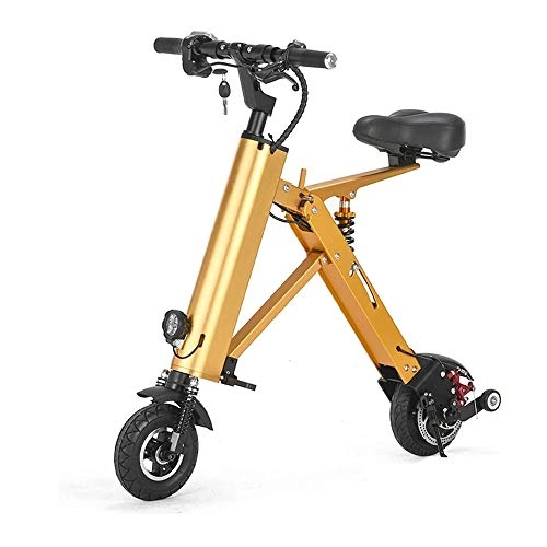 Electric Bike : LQRYJDZ Folding Electric Bike 250W 36V Cruise Control Electric Bikes for Adults, Waterproof E-Bike with 15 Mile Range, Collapsible Frame, and APP Speed Setting (Color : Gold)