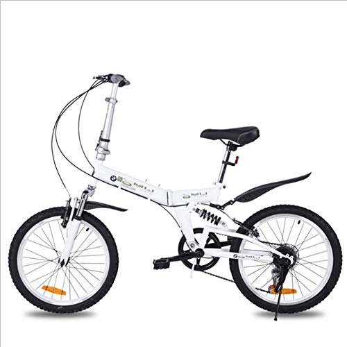 Electric Bike : LQUIDE Folding Portable Mountain Bicycle 20-Inch Variable Speed Rear Suspension Urban Unisex-Adult Student Bike Spoke Wheeled