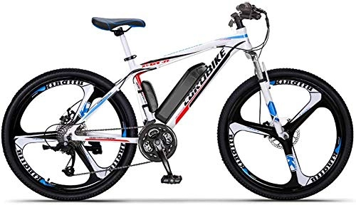 Electric Bike : LRXG 250W Electric Bike 26" Adults Electric Bicycle / Electric Mountain Bike, 36 / 48V Ebike With Removable 8Ah Battery, Professional 27 Speed Gears Aluminum Alloy(Color:White)