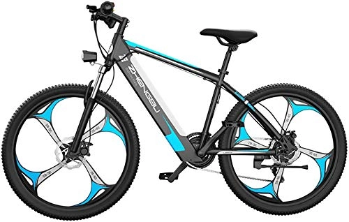 Electric Bike : LRXG 26 Inch Electric Mountain Bike For Adult, Hardtail Mountain Bikes 400W Electric Bicycle With 48V 10Ah Lithium Battery, Commute Ebike With 27 Speed Gear Hybrid Bikes(Color:Blue)