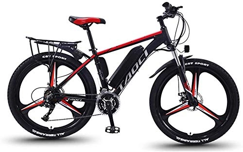 Electric Bike : LRXG Electric Mountain Bike 26" 350W 36V 10AhHybrid Bikes Rear Rack Removable Lithium Battery Beach Snow Bicycle Moped Electric Bike Powerful Motor Aluminum Frame(Color:Red)