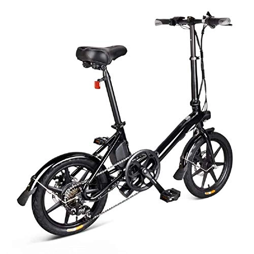 Electric Bike : Lsmaa 14 Inch Folding Electric Bicycle, Foldable Electric Bike, Electric Folding Bike Foldable Bicycle Safe Adjustable Portable for Cycling, 250W, 25Km / H Max Speed, 120Kg Payload (Color : Black)