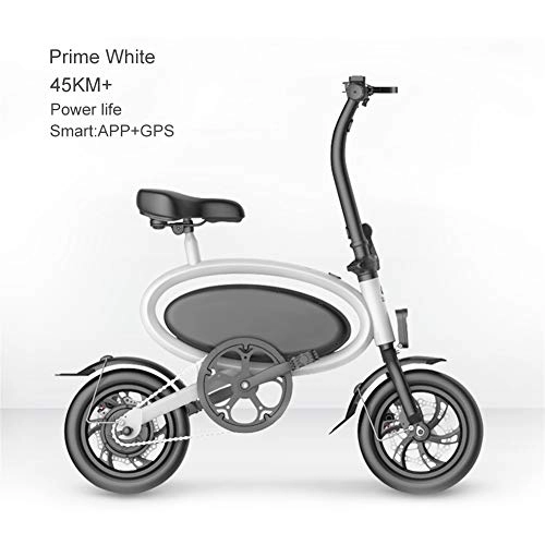 Electric Bike : Luckylj Folding Electric Bicycle E-Bike Scooter 350W Ebike with Removable 36V 7.5Ah Lithium-Ion Battery, APP Speed Setting, Intelligent Remote Control And Alarm Function, smartprimewhite