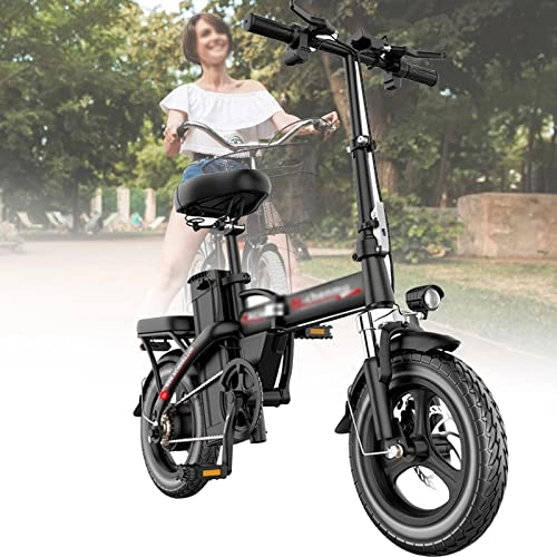Electric Bike : Luckyzl Folding Electric Bikes, 14 Inch Adult Electric Bicycle, Electric Mountain, 3 Riding Mode, 350w Power Motor, Easy to Store, Adjustable Design for Adults Men Women