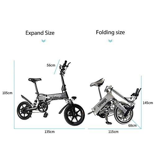 Electric Bike : Lunzi Outdoor 14 inch Electric Adult Bicycle Folding Grip Performance Impact Resistance is Not Easy to Deform / Cruising Range 20-40 Km / 250W 36V, Bearing 120Kg (265 Lbs)