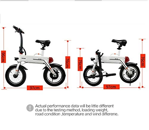 Electric Bike : Lunzi Outdoor 14 inch Electric Bicycle - Foldable Waterproof Battery Life 20Km Power 240W Voltage 36V - White