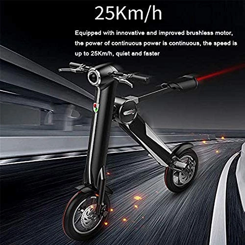 Electric Bike : Lunzi Outdoor Portable Folding Electric Bike, Top Speed of 25 Mph Andtraveling up to 40-60 Miles Range Led Lights, 36V 250W Silent Motor, Short Charge Lithium Lon Battery - Black, Red, 40Km, Black, 40km
