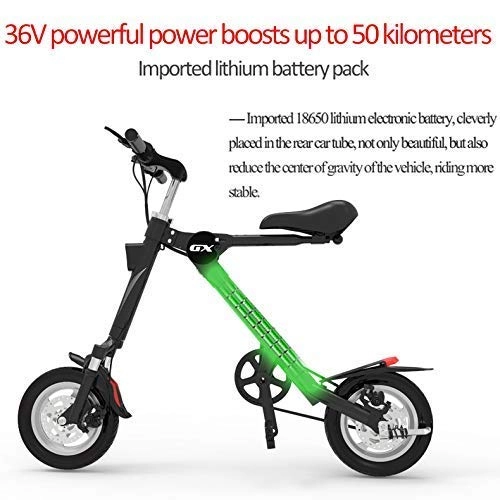 Electric Bike : Lunzi Wheelchair 36V Mini Folding Electric Bicycle for Adult Lithium Battery 5 Control Car Two-Wheel Portable Travel Battery Car Led Lighting Can Withstand Weight 150Kg White