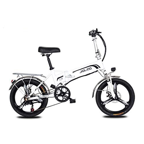 Electric Bike : LUO Bike, Adult Mountain Electric Bike, 350W 48V Lithium Battery, Aluminum Alloy 7 Speed Foldable Electric Bicycle 20 inch Magnesium Alloy Wheels, Black, 55Km, White, 45KM
