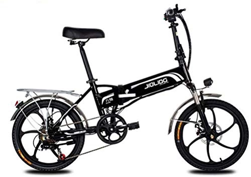 Electric Bike : LUO Bike, Adult Mountain Electric Bike, 48V Lithium Battery, 7 Speed Aerospace Grade Aluminum Alloy Foldable Electric Bicycle 20 inch Wheels, Black, 45Km, Black, 45KM