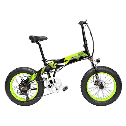 Electric Bike : LUO Electric Bike Elite 20 Inches Folding Pedal Assist Electric Bike, 48V 10Ah Lithium Battery, Aluminum Alloy Frame, Integrated Wheel, 5 Grade Assist, Black Green