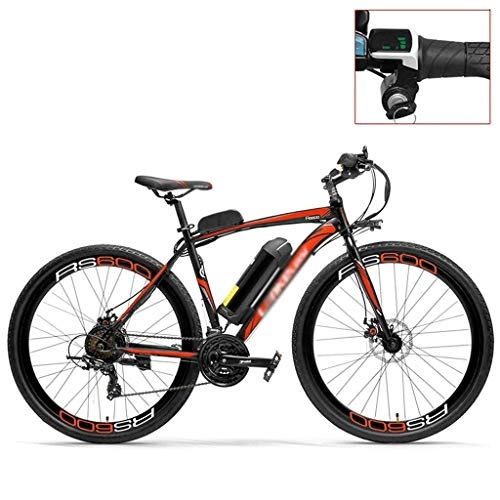 Electric Bike : LUO Pedal Assist Electric Bike, 36V 20Ah Battery, 300W Motor, High Carbon Steel Airfoil-Shaped Frame, Both Disc Brake, Endurance up to 70Km, 20-35Km / H, Road Bicycle, Red-Led