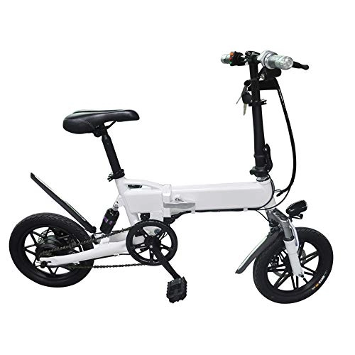 Electric Bike : Lvbeis Adults Folding Electric Bike Portable Bicycle Speed Up To 25 KM / h EBike Pedal Assist With Throttle 36v 350w Motor, white