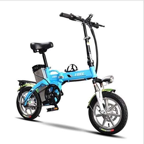 Electric Bike : Lvbeis Adults Folding Electric Mountain Bike Portable Bicycle Speed Up To 20 KM / h EBike Pedal Assist With Throttle, blue