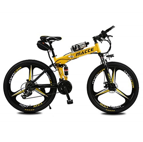 Electric Bike : Lvbeis Adults Folding Electric Mountain Bike Portable Bicycle Speed Up To 25 KM / h EBike Pedal Assist With Throttle, yellow