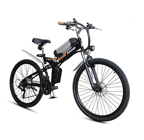 Electric Bike : Lvbeis Adults Folding Electric Mountain Bike Portable Bicycle Speed Up To 40 KM / h EBike Pedal Assist With Throttle, black