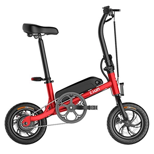 Electric Bike : Lvbeis Adults Folding Electric Mountain Bike Portable Bicycle Speed Up To 40 KM / h EBike Pedal Assist With Throttle, red