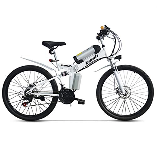 Electric Bike : Lvbeis Adults Folding Electric Mountain Bike Portable Bicycle Speed Up To 40 KM / h EBike Pedal Assist With Throttle, white