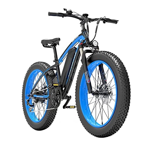 Electric Bike : LWL Electric Bike 1000w for Adults, 48v 16Ah Lithium-Ion Battery Removable Electric Mountain Bicycle 26'' Fat Tire Ebike 25mph Snow Beach E-Bike (Color : 16AH blue)