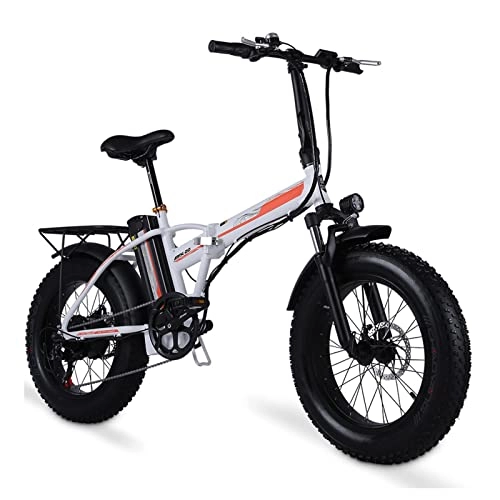 Electric Bike : LWL Electric Bikes for Adults 500W Electric Bike for Adults Women Fold Electric Bike Small Wheels 20 inch 4.0 Fat Tire 48V ​Lithium Battery Electric Bicycle Beach Folding Ebike (Color : White)