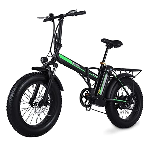 Electric Bike : LWL Electric Bikes for Adults Electric Bikes for Adults Women 500W Fold Electric Bikes 20 Inch Fat Tire Electric Beach Bicycle 48vV15Ah Lithium Battery Ebike (Color : Black)